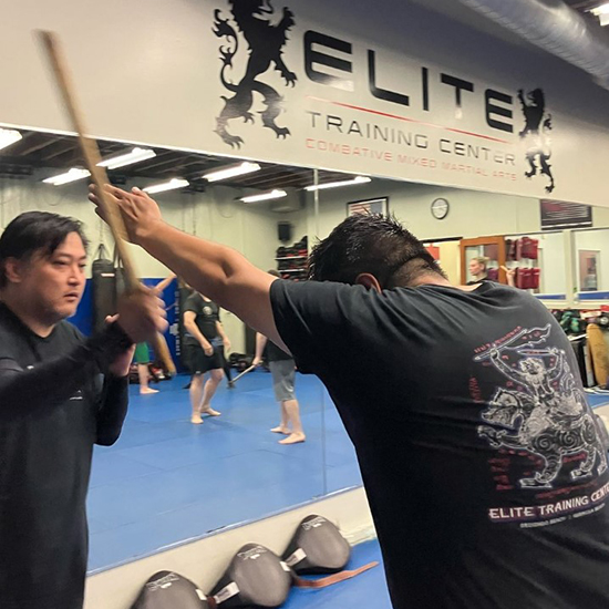 kali stick fighting in mma gym